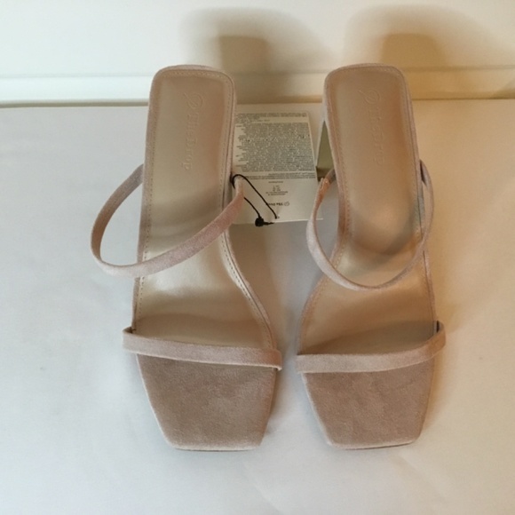 The Drop Women’s Avery Natural Square Toe Two Strap High Heels - Picture 3 of 8